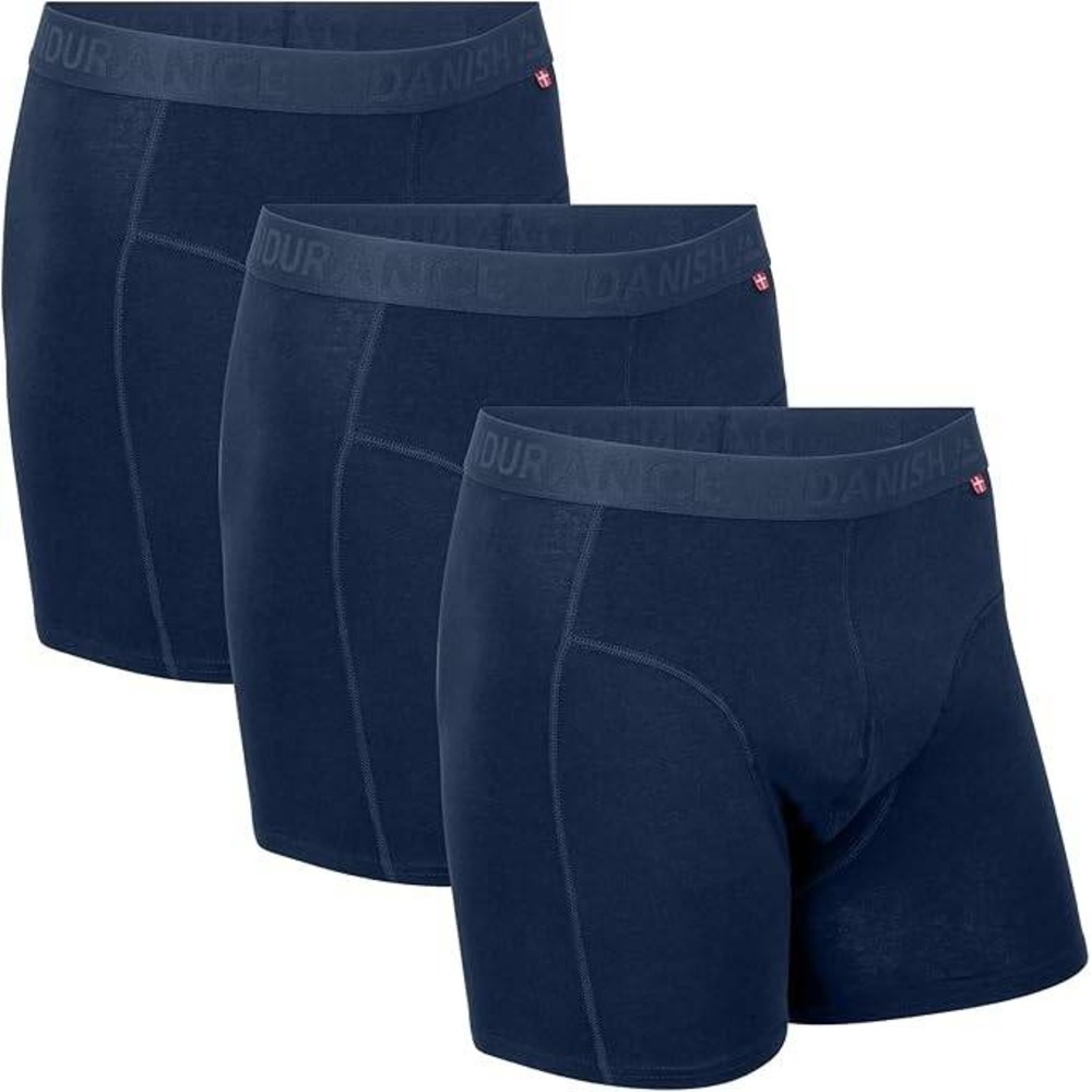 MSRP $40 DANISH ENDURANCE 3 Pack Men's L Organic Cotton Boxer Briefs Trunks Blue